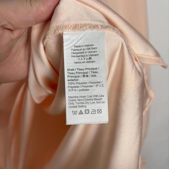 J.CREW Size Small Pink Peach Ruffle Neck Long Sleeve Blouse - Picture 5 of 6